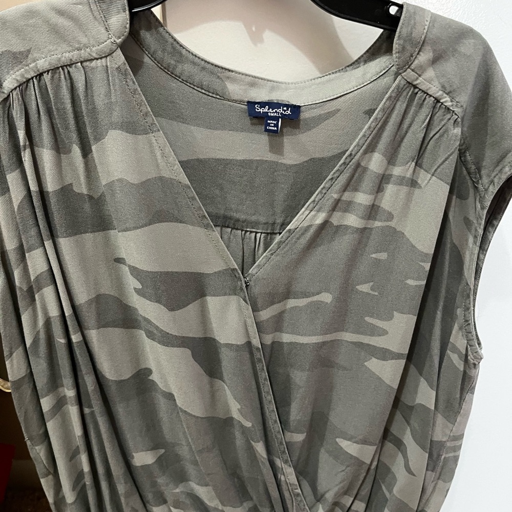 Splendid Women's Olive Green Camouflage Wrap Style Tank